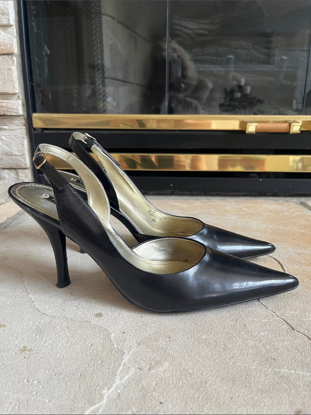 Nine West Black Pointed-Toe Slingback Heels - Picture 4 of 6